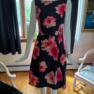 Floral Sleeveless Dress - Pink and Black